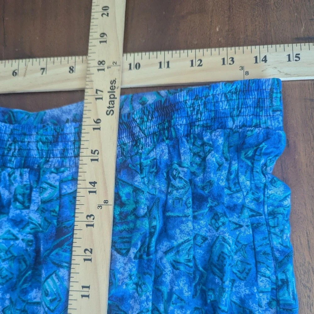 Vtg 90s Shorts & Layered Top Set Blue Tropical Floral Print Sz M Art Teacher
